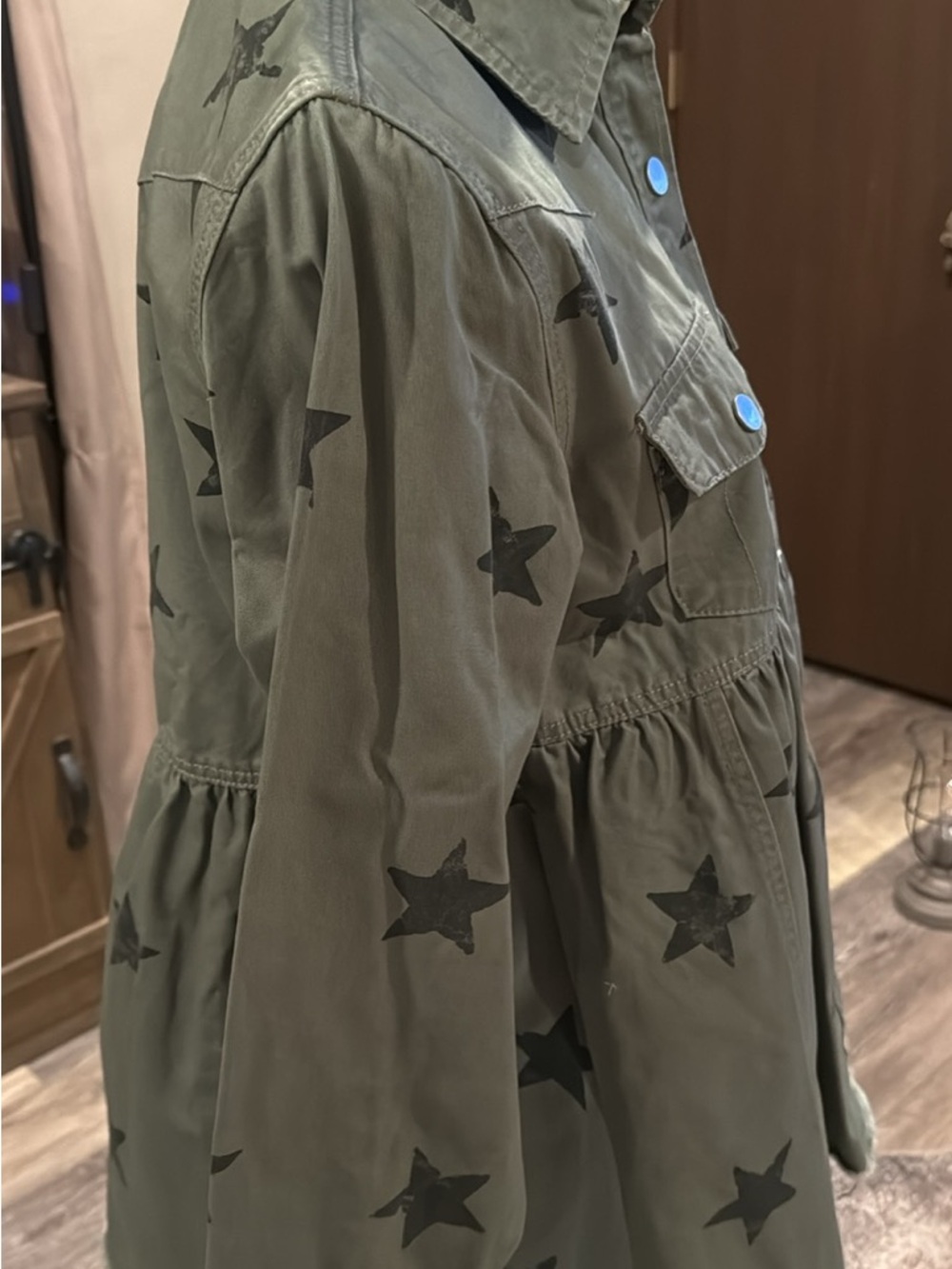 Olive Green Star-Print Utility Jacket - Picture 2 of 3